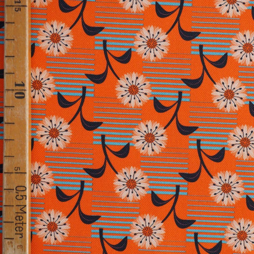 Dekostoff Canvas Blumenmuster orange